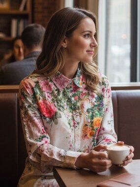 Vibrant Floral Button-Down Blouse | Size 4XL